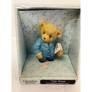 Cherished Teddies On Your Confirmation Figurine Boy Blue Suit Bible 114476 2003